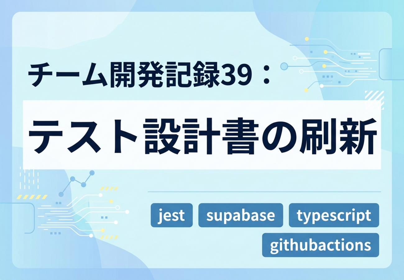 チーム開発記録39：テスト設計書の刷新